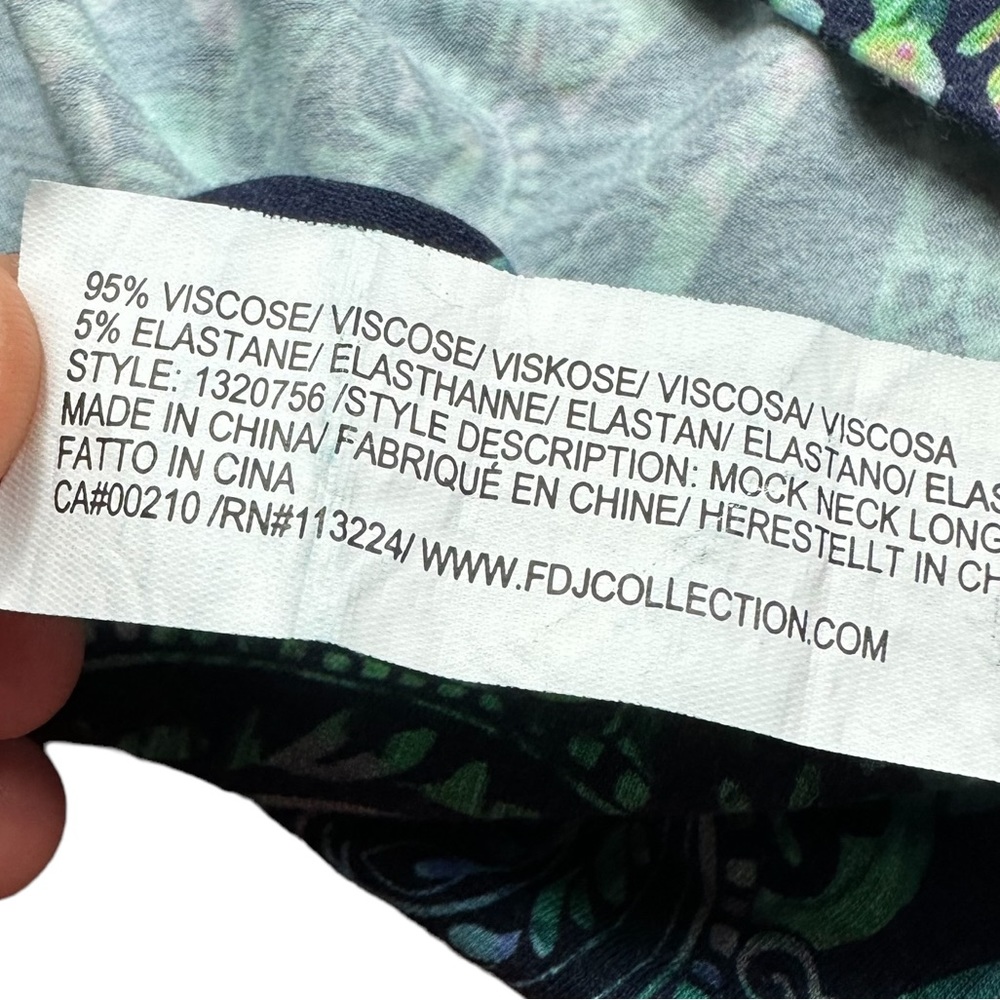 FDJ FRENCH DRESSING JEANS: Mock Neck Long Sleeve Top In Delft Prismatic Size XXL - Picture 9 of 10